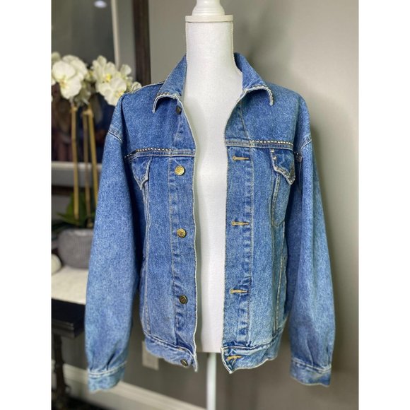 Pepe Jackets & Blazers - Vintage Y2K Pepe Studded Jean Jacket UNISEX